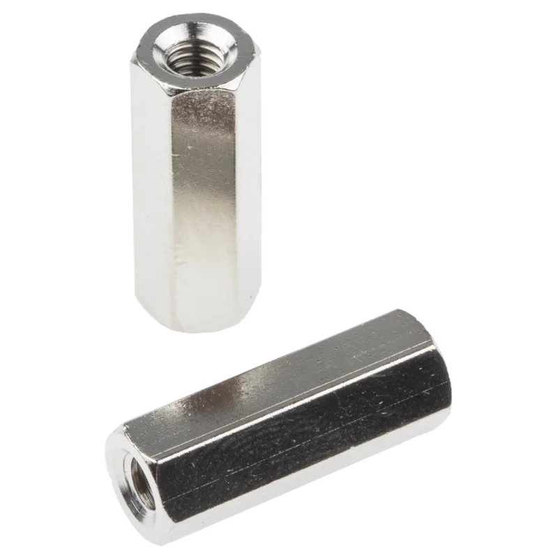 RS PRO Hex Threaded Brass Standoff M4, 20 mm Nickel-Plated Body 222-496
