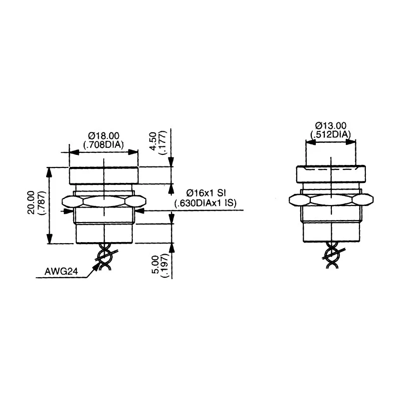 APEM Piezo Switch, SPST, IP68 Rated, Flying Lead, 200mA Current, -40°C to 75°C Operating Temperature 