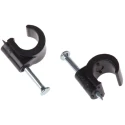 RS PRO Black Polyethylene TV Cable Clip, Max Bundle Diameter 8 mm, Nail Fixing, Size 9.9 x 5.6 x 10.9 mm 233-433