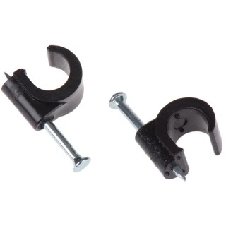 RS PRO Black Polyethylene TV Cable Clip, Max Bundle Diameter 8 mm, Nail Fixing, Size 9.9 x 5.6 x 10.9 mm 233-433