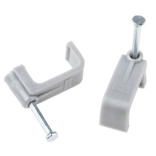 RS PRO Grey Polyethylene Rectangular Cable Clip Nail 9.9 mm Length 26.6 mm Width 12.9 mm Depth 233-459