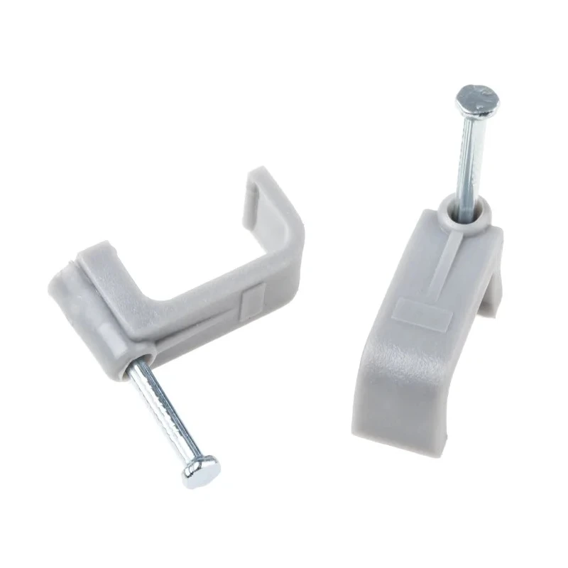 RS PRO Grey Polyethylene Rectangular Cable Clip Nail 9.9 mm Length 26.6 mm Width 12.9 mm Depth 233-459