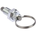 RS PRO M12 Index Plunger 24 mm Long Zinc Plated Steel Body Stainless Steel Plunger and Lifting Ring 237-564