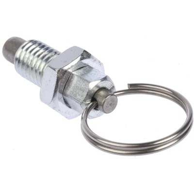 RS PRO M12 Index Plunger 24 mm Long Zinc Plated Steel Body Stainless Steel Plunger and Lifting Ring 237-564