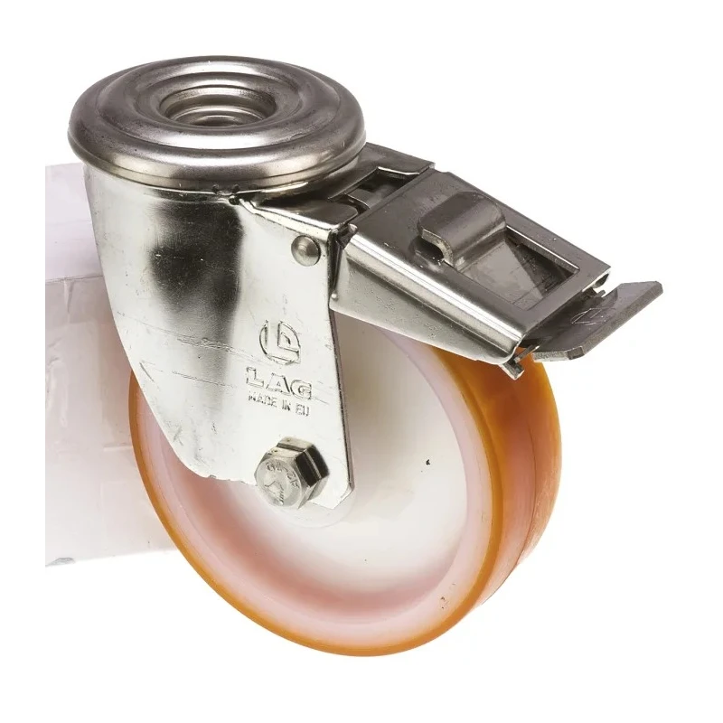 LAG Swivel Castor Stainless Steel Frame Polyurethane Wheel 150 kg Capacity 100 mm Wheel Diameter 21230 FR HB