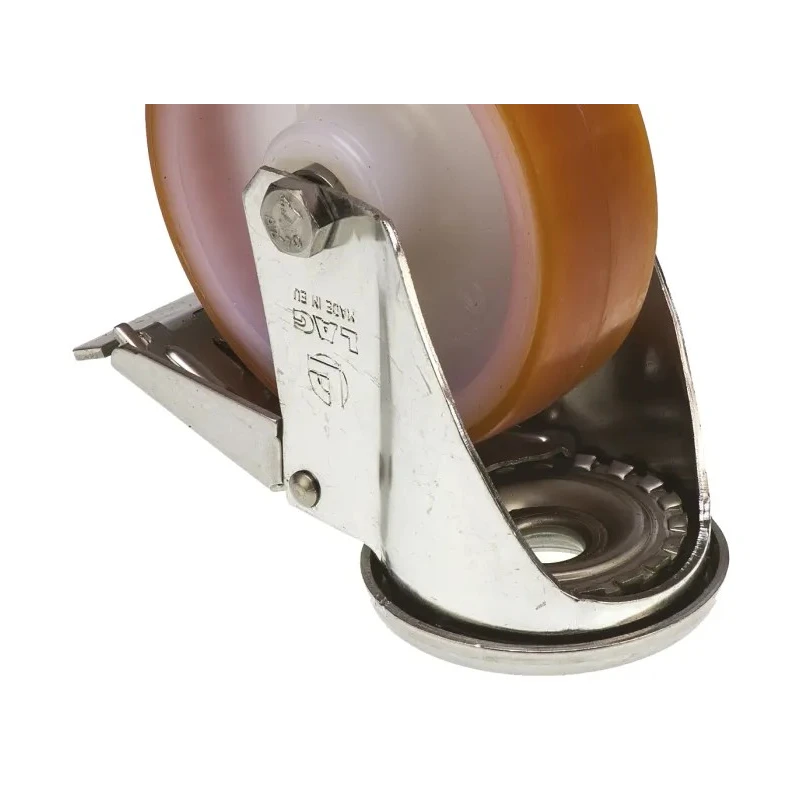 LAG Swivel Castor Stainless Steel Frame Polyurethane Wheel 150 kg Capacity 100 mm Wheel Diameter 21230 FR HB