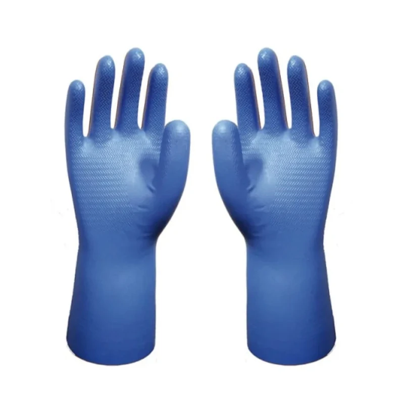 Showa Blue Nitrile Gloves Size 9, Cotton Flock Lining, Chemical Resistant, CE Certified SHO707D