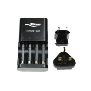 Ansmann Battery Charger Powerline 4 Smart NiCd NiMH 500 mA AA AAA EU UK Plug 100-240V 1001-0049-UK
