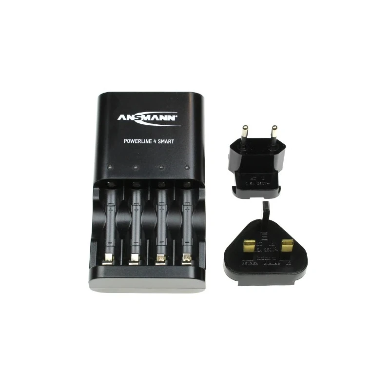 Ansmann Battery Charger Powerline 4 Smart NiCd NiMH 500 mA AA AAA EU UK Plug 100-240V 1001-0049-UK