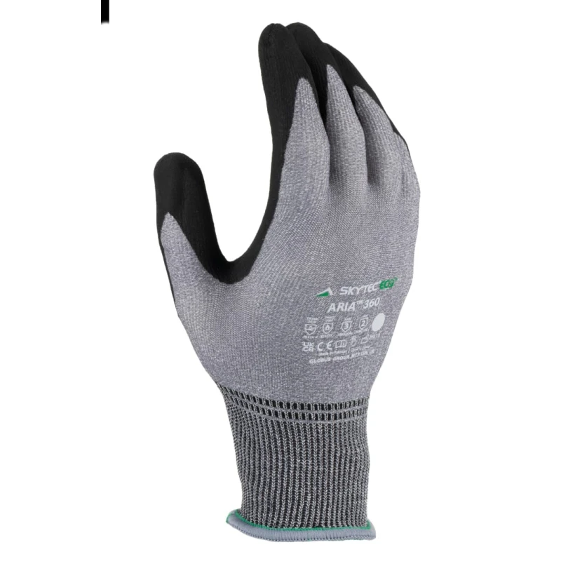 Skytec ARIA 360 Black Grey Foam Nitrile Nylon Work Gloves Size 11 SKG00022F