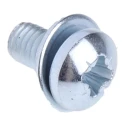 RS PRO Pan Head Pozidriv SEMS Screw with Plain Washer Steel Bright Zinc Finish M3 x 6 mm 278-821