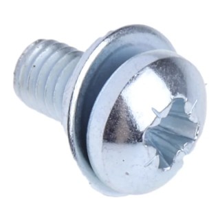 RS PRO Pan Head Pozidriv SEMS Screw with Plain Washer Steel Bright Zinc Finish M3 x 6 mm 278-821