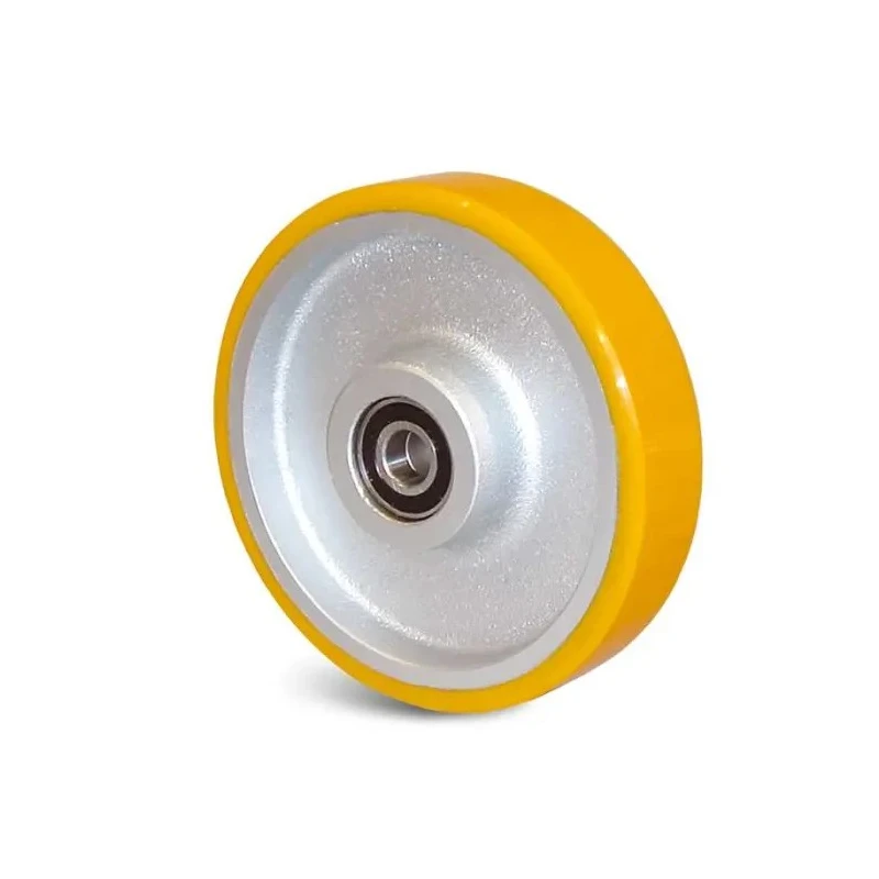 Guitel Hervieu Cast Iron Grey, Yellow Trolley Wheel 75mm Diameter 25mm Width 12mm Bore, 160kg Load Capacity 23-412-075R12