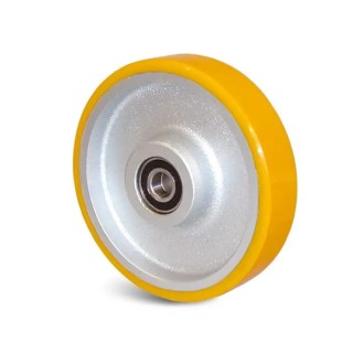 Guitel Hervieu Cast Iron Yellow Grey Trolley Wheel 125mm Diameter 32mm Width 12mm Bore 280kg Load Capacity 23-412-125R12