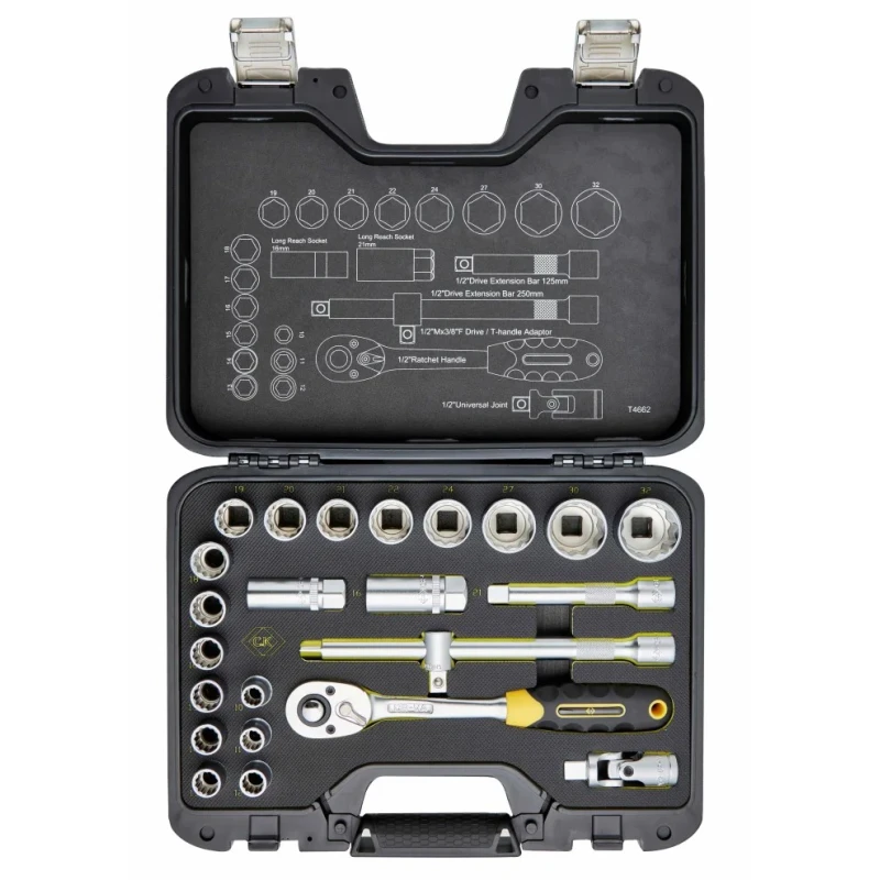 CK 24-Piece 1/2 in Standard Socket Set, Drive 1/2 in, Socket Sizes 10 to 32 mm T4662