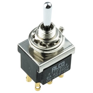 TE Connectivity Toggle Switch Panel Mount On-Off-(On) DPDT Solder Terminal 250 V ac FTT0904