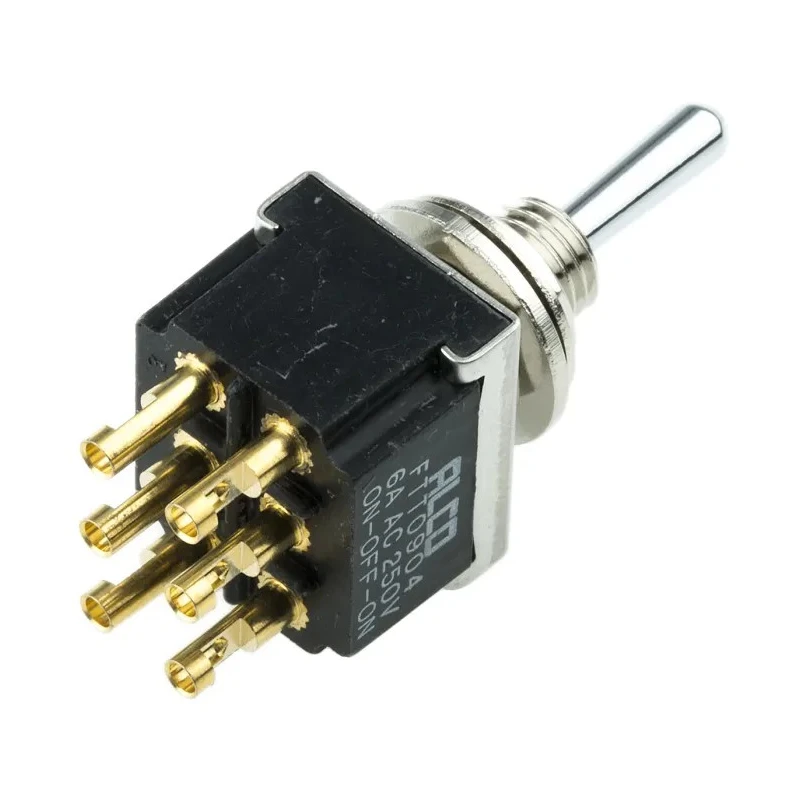 TE Connectivity Toggle Switch Panel Mount On-Off-(On) DPDT Solder Terminal 250 V ac FTT0904