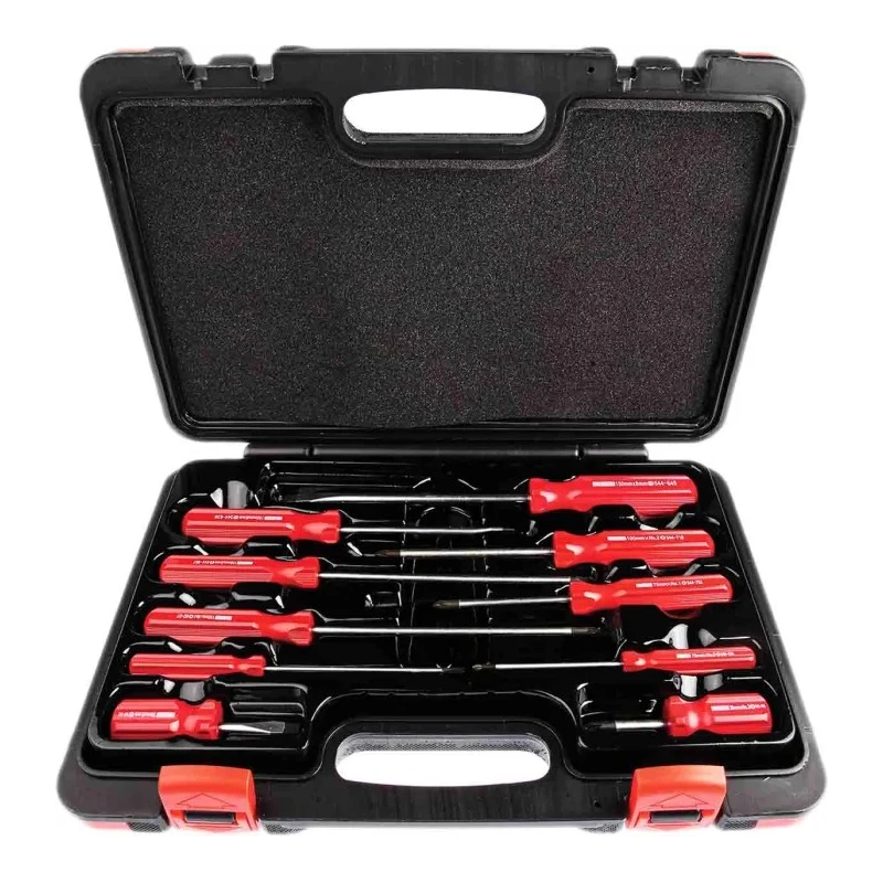 RS PRO Pozidriv and Slotted Standard Screwdriver Set, 10-Piece, Ergonomic Handles, Chrome Vanadium Steel, Model 228-4137