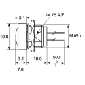 ITW Switches Illuminated Push Button Switch, Momentary, Panel Mount, 16 mm Cutout, SPST, Red LED, IP67, 250V AC 49-59311R