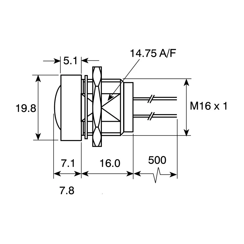 ITW Switches Illuminated Push Button Switch, Momentary, Panel Mount, 16 mm Cutout, SPST, Red LED, IP67, 250V AC 49-59311R