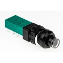 C & K Push Button Switch, Latching, Panel Mount, 14 mm Cutout, DPDT, Green Actuator, NE-18 Series ZNE18 FA200 BK GN 2U EE L