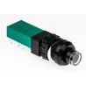 C & K Push Button Switch, Latching, Panel Mount, 14 mm Cutout, DPDT, Green Actuator, NE-18 Series ZNE18 FA200 BK GN 2U EE L