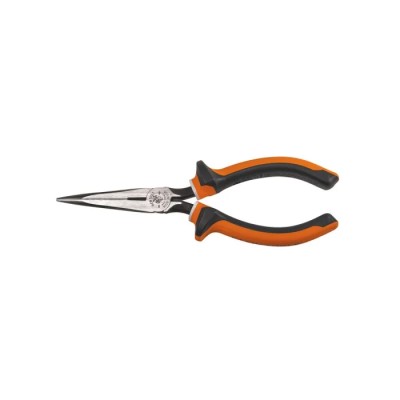 Klein Tools 1-Piece Long Nose Plier, Hardened Steel, 189mm Overall, 62mm Jaw, VDE/1000V Approved 2037EINS