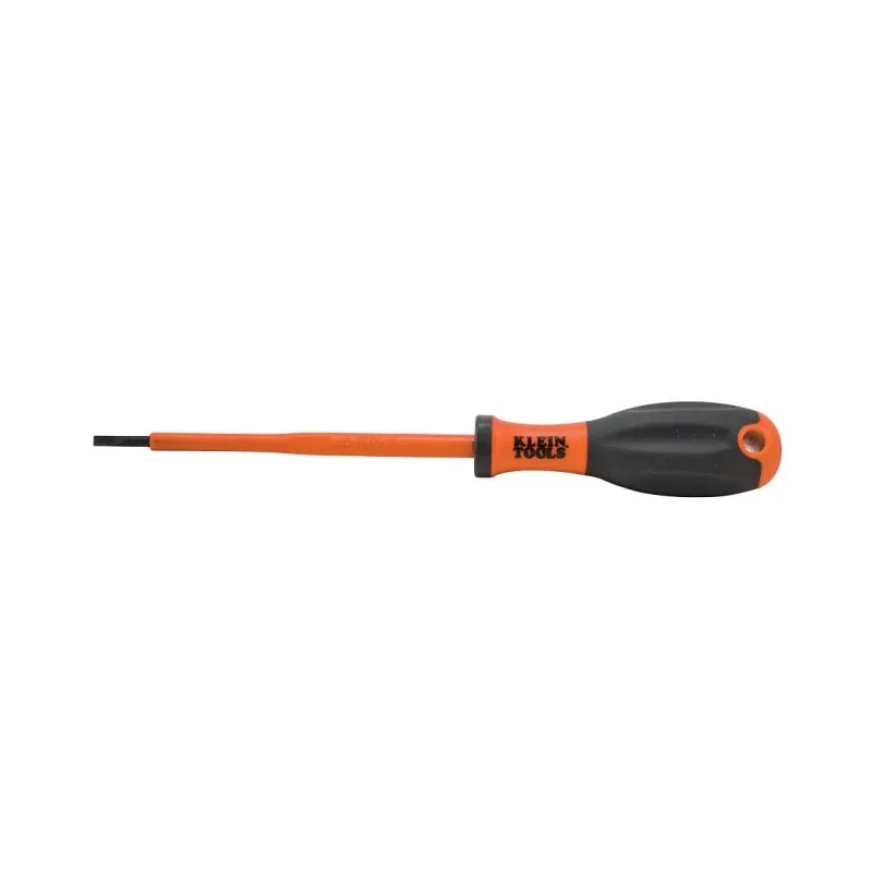 Klein Tools Insulated Screwdriver 3 mm Slotted Tip 100 mm Blade Length Ergonomic Grip 180 mm Overall Length 32229INS