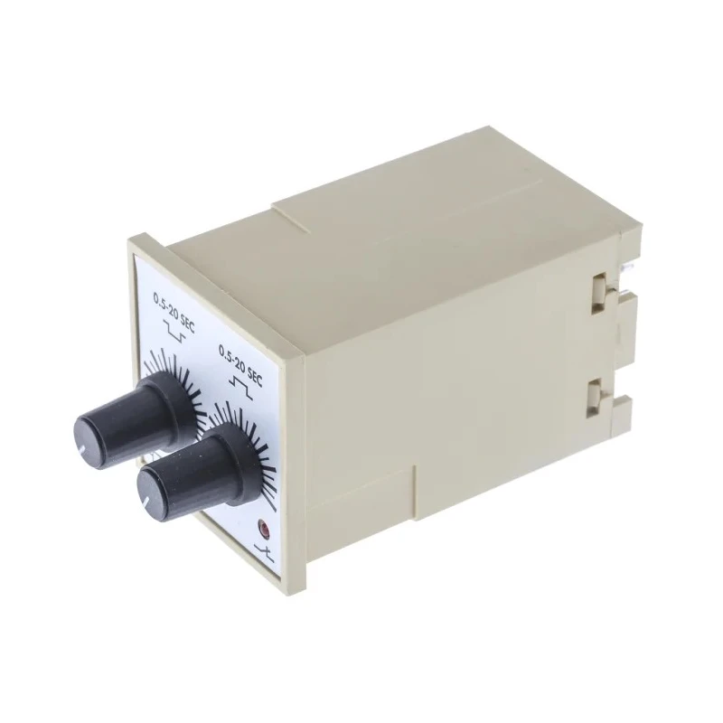 Tempatron FBD Series DIN Rail, Panel Mount Timer Relay, 2-Contact, DPDT Switch, 230V AC, 0.5 to 20 s FBDC20SLP20SLP230VAC