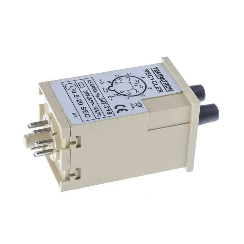 Tempatron FBD Series DIN Rail, Panel Mount Timer Relay, 2-Contact, DPDT Switch, 230V AC, 0.5 to 20 s FBDC20SLP20SLP230VAC