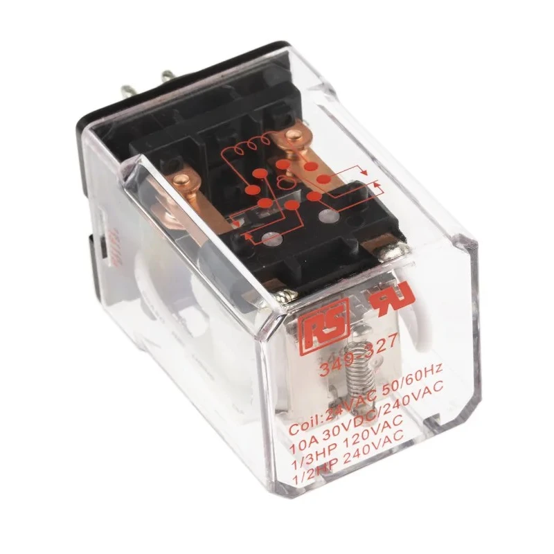 RS PRO Power Relay 24V AC Coil 10A Switching Current Silver Alloy Contacts DPDT 349-327