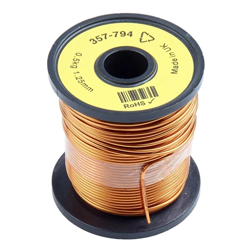 RS PRO Enamelled Copper Wire 1.33 mm OD 1.25 mm Core Diameter 40 m Reel 155°C Maximum Operating Temperature 357-794