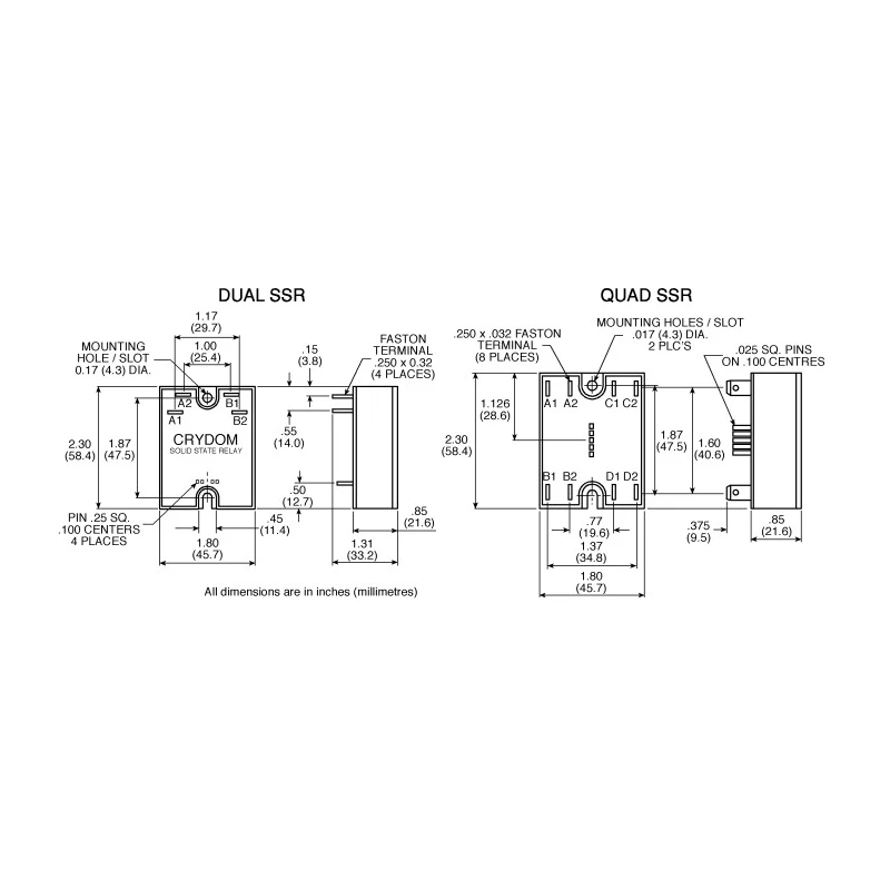 Crydom D2 Series Solid State Relay Panel Mount 25A Load 280V Load 15V Control D2425D