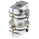 Huco Flexible Coupler 33.5 mm OD, 50.8 mm Length, 65 mm Bore Size A & B, Spring Quality Stainless Steel 470.33.3232