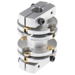 Huco Flexible Coupler 33.5 mm OD, 50.8 mm Length, 65 mm Bore Size A & B, Spring Quality Stainless Steel 470.33.3232