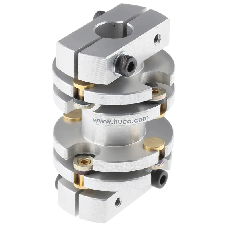 Huco Flexible Coupler 33.5 mm OD, 50.8 mm Length, 65 mm Bore Size A & B, Spring Quality Stainless Steel 470.33.3232