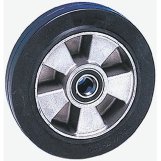 Guitel Hervieu Black Rubber Trolley Wheel 200mm Diameter 50mm Width 20mm Bore 400 kg Load Capacity 55-511-200B20