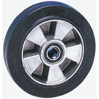 Guitel Hervieu Black Rubber Trolley Wheel 200mm Diameter 50mm Width 20mm Bore 400 kg Load Capacity 55-511-200B20
