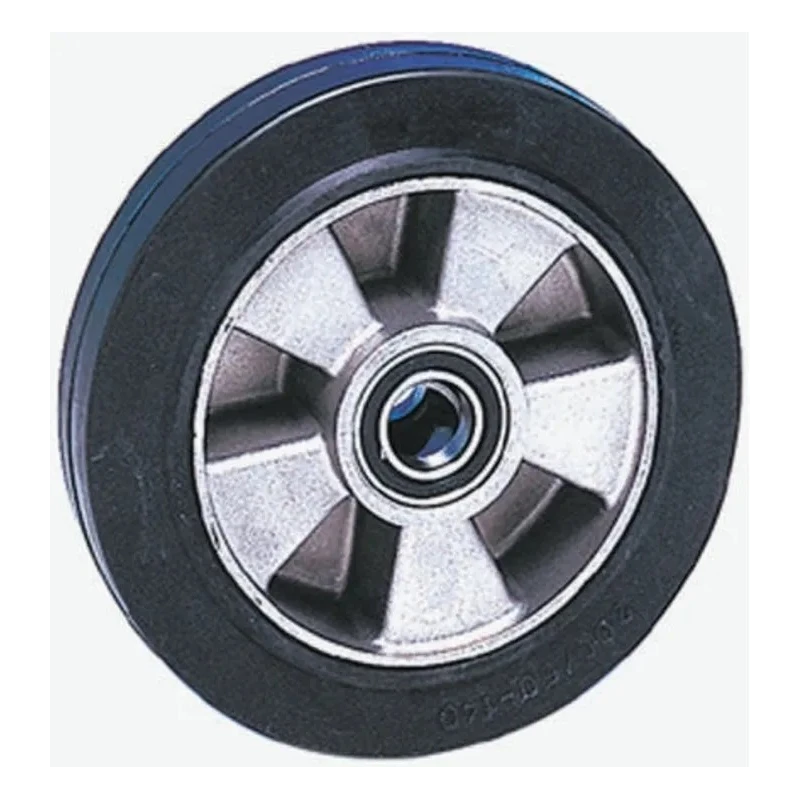 Guitel Hervieu Black Rubber Trolley Wheel 200mm Diameter 50mm Width 20mm Bore 400 kg Load Capacity 55-511-200B20