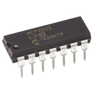Microchip 12-Bit 2-Channel SPI Microwire Digital to Analogue Converter PDIP 14-Pin MCP4922-E/P