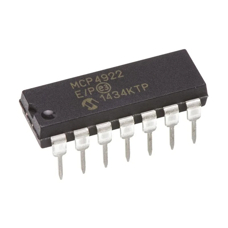 Microchip 12-Bit 2-Channel SPI Microwire Digital to Analogue Converter PDIP 14-Pin MCP4922-E/P