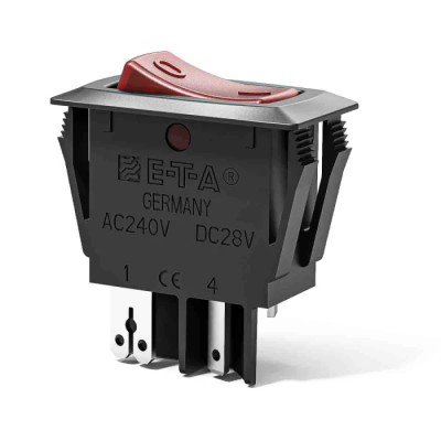 ETA 1410-F Thermal Circuit Breaker Panel Mount 5A Current Rating 1-Pole Rocker Reset Actuator 1410-F110-P1F1-W14QB4-5A