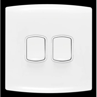 Contactum White 2 Way Rocker 2 Gang Light Switch ALF4722WHW