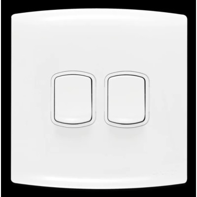 Contactum White 2 Way Rocker 2 Gang Light Switch ALF4722WHW