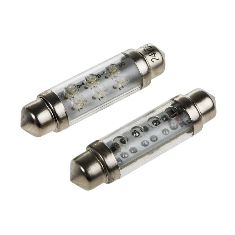 JKL Components LED Car Bulb 24V DC 0.22W White Festoon Shape LE-0603-04W