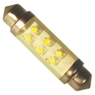 JKL Components Yellow Festoon LED Car Bulb 24V DC 12mA 2lm 10.5mm Diameter 43mm Length LE-0603-04Y