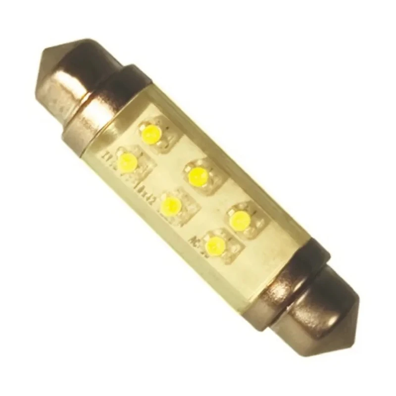 JKL Components Yellow Festoon LED Car Bulb 24V DC 12mA 2lm 10.5mm Diameter 43mm Length LE-0603-04Y
