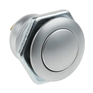 ITW Switches 57M Series Miniature Push Button Switch, Latching, Panel Mount, 14.75 mm Cutout, SPST, Silver 57M-210N