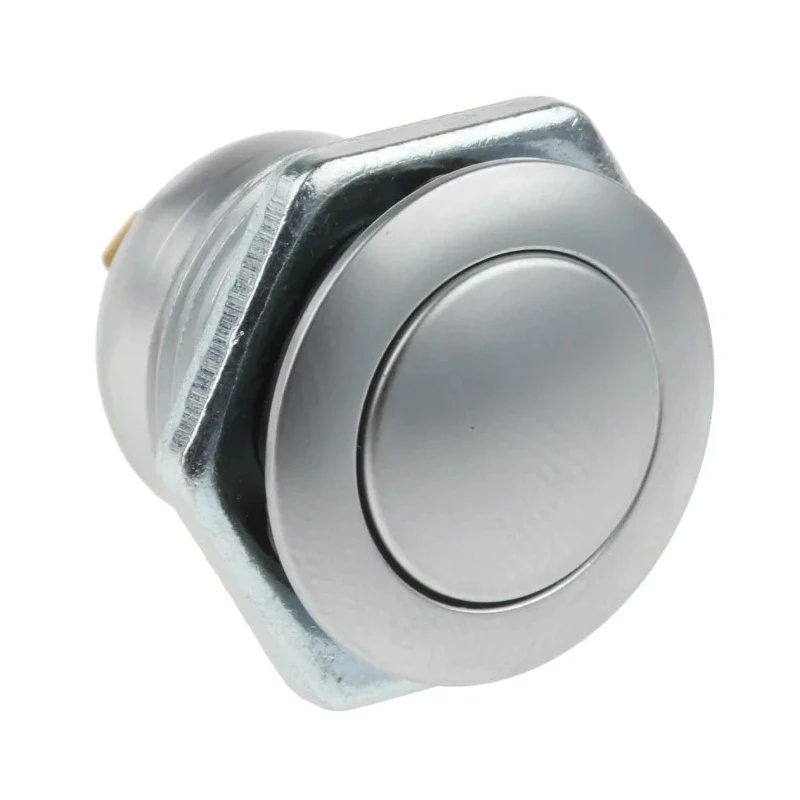 ITW Switches 57M Series Miniature Push Button Switch, Latching, Panel Mount, 14.75 mm Cutout, SPST, Silver 57M-210N