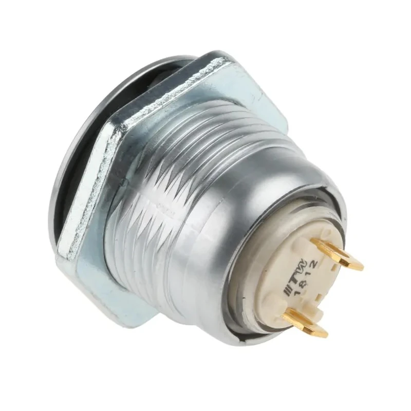 ITW Switches 57M Series Miniature Push Button Switch, Latching, Panel Mount, 14.75 mm Cutout, SPST, Silver 57M-210N